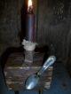 Primitive Chopping Block Rustic With Candle Holder & Candle & Tiny Old Spoon Primitives photo 5