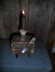 Primitive Chopping Block Rustic With Candle Holder & Candle & Tiny Old Spoon Primitives photo 7