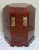 Red Lacquer Painted Hexagon Cabinet Cabinets photo 2