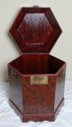 Red Lacquer Painted Hexagon Cabinet Cabinets photo 4