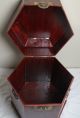 Red Lacquer Painted Hexagon Cabinet Cabinets photo 5