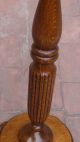 Antique 19c Oak Hand Carved Round Top Pedestal Lamp,  Planter Display Stand,  Table 1800-1899 photo 6