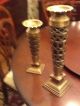 Pair Inlaid Red Stone Heavy Brass Candle Sticks Other photo 4