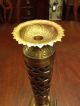 Pair Inlaid Red Stone Heavy Brass Candle Sticks Other photo 6