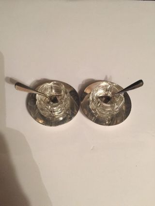 Wmf & Crystal Matching Pair Salts / Salt Cellars W/ Figural Spoons photo