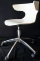 West Elm Wrap Office Chair - White Lacquered Wingback Seat,  Chrome Base,  Casters Post-1950 photo 4