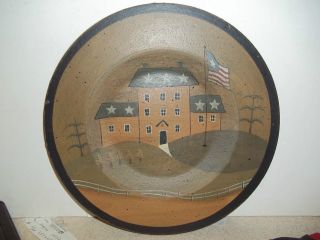 Primitive Painted Wooden Plate 12 