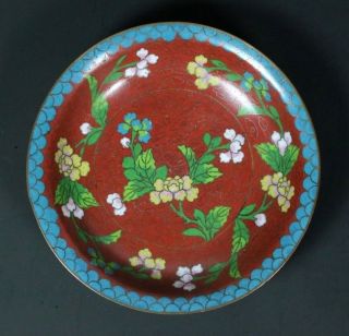 Chinese Antique Cloisonne Enamel Plate Famille Rose Floral Hand - Painted Plate photo
