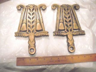 Vintage Of Pair Solid Cast Brass Ornate Sad Iron Cooling Trivet Stands photo