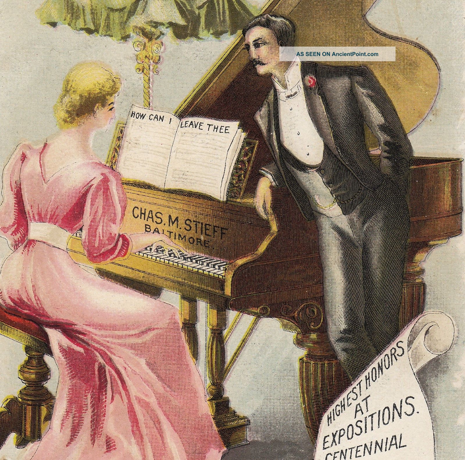 1800 ' S Charles M Stieff Piano Co Baltimore Factory View Advertising Trade Card Keyboard photo