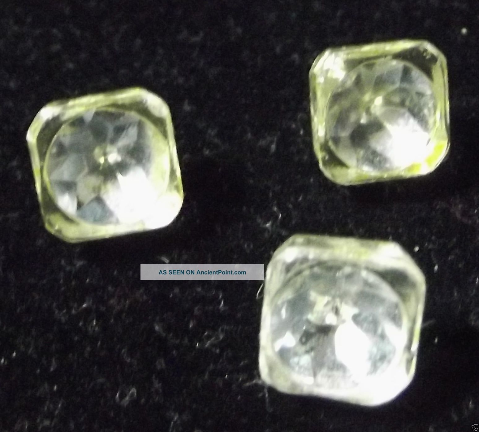 Antique Square Buttons Of 3 Missing Rhinestone Settings Restoration Project Buttons photo