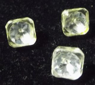 Antique Square Buttons Of 3 Missing Rhinestone Settings Restoration Project photo