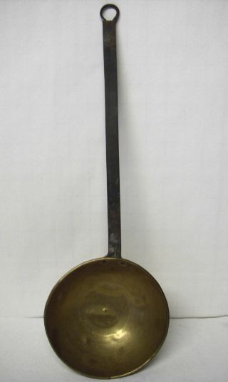 Antique Primitive Hand Wrought Brass & Iron Long - Handled Ladle / Dipper photo