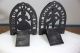Vintage Sad Iron Trivets Or Bookends - Unusual Man & Woman Pair Trivets photo 3