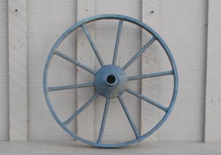 Old Vintage Antique Primitive Steel Spoke Wagon Cart Wheel Implement Farm Decorb photo