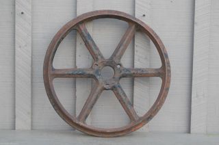 Old Vintage Antique Primitive Steel Spoke Wagon Cart Wheel Steampunk Farm Decor photo