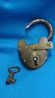 Working Vr Crown Patent Brass Victorian Padlock With Hollow Barrel Skeleton Key Locks & Keys photo 4