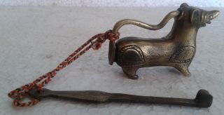 Dog Animal Design Brass Padlock Vintage Unique India Lock Tribal Art Decor photo