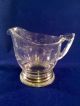 Vintage Etched Floral Design Glass Sugar Bowl & Creamer Set Sterling Silver Base Creamers & Sugar Bowls photo 6