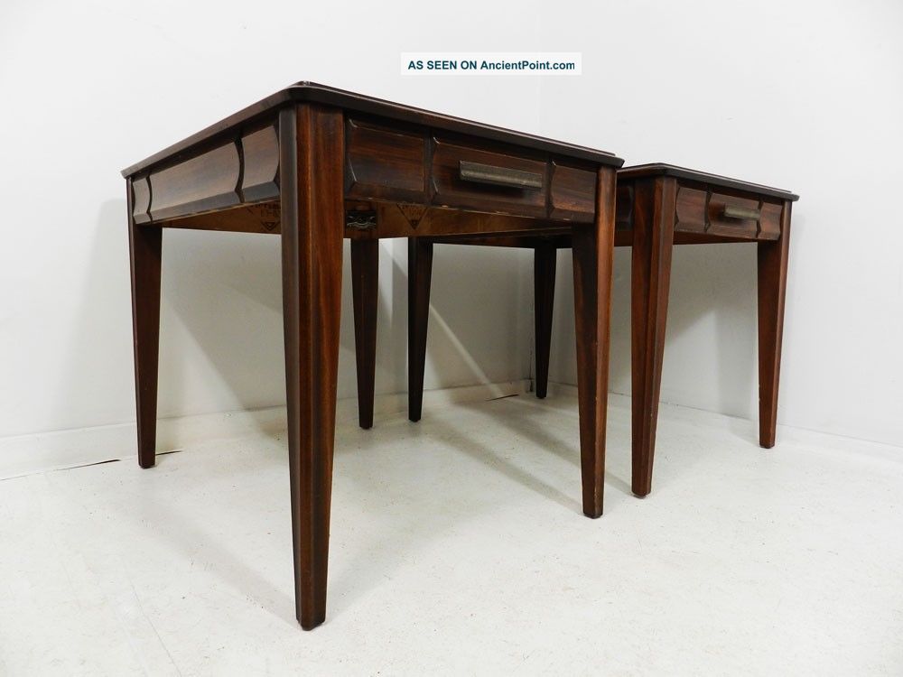 Set Of 2 Mid Century Modern Mersman End Side Tables Vtg Nightstands Mid-Century Modernism photo