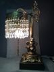 Awesome Antique Brass & Iron Cherub Table Lamp W/crystals,  Early 1900 ' S Victorian photo 1