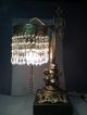 Awesome Antique Brass & Iron Cherub Table Lamp W/crystals,  Early 1900 ' S Victorian photo 2