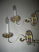 French Country Chandelier W 2 Sconces Chic Shabby Italian Tole Capodimonte Light Chandeliers, Fixtures, Sconces photo 2