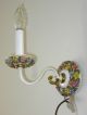 French Country Chandelier W 2 Sconces Chic Shabby Italian Tole Capodimonte Light Chandeliers, Fixtures, Sconces photo 7