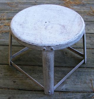 Vintage Metal Farm Milking Stool photo