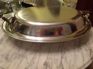 Homan Hammered Silver Plated Nickel Silver Covered Casserole Server Usa photo