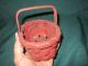 Primitive Miniature Red Painted Antique Splint Woven Small Basket Primitives photo 9