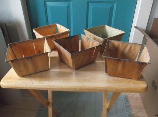 5 Vintage Quart Berry Box Containers 4 Wood,  1 Cardboard W/advertising Repurpose photo
