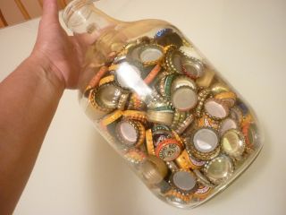 Vintage Huge Of Assorted Beer Caps In 1 Gallon Glass Wine Bottle Jug photo