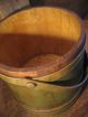 Lg.  Size Antique Firkin Bucket In Apple Green Paint - All. Primitives photo 6