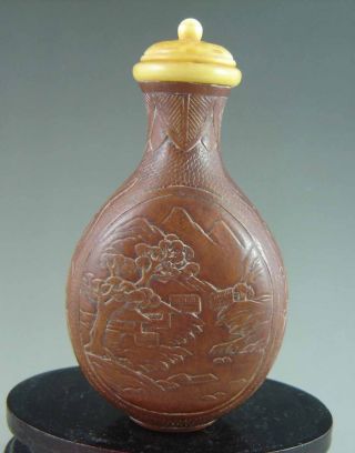 Antique Chinese Old Gourd Carved Snuff Bottle photo