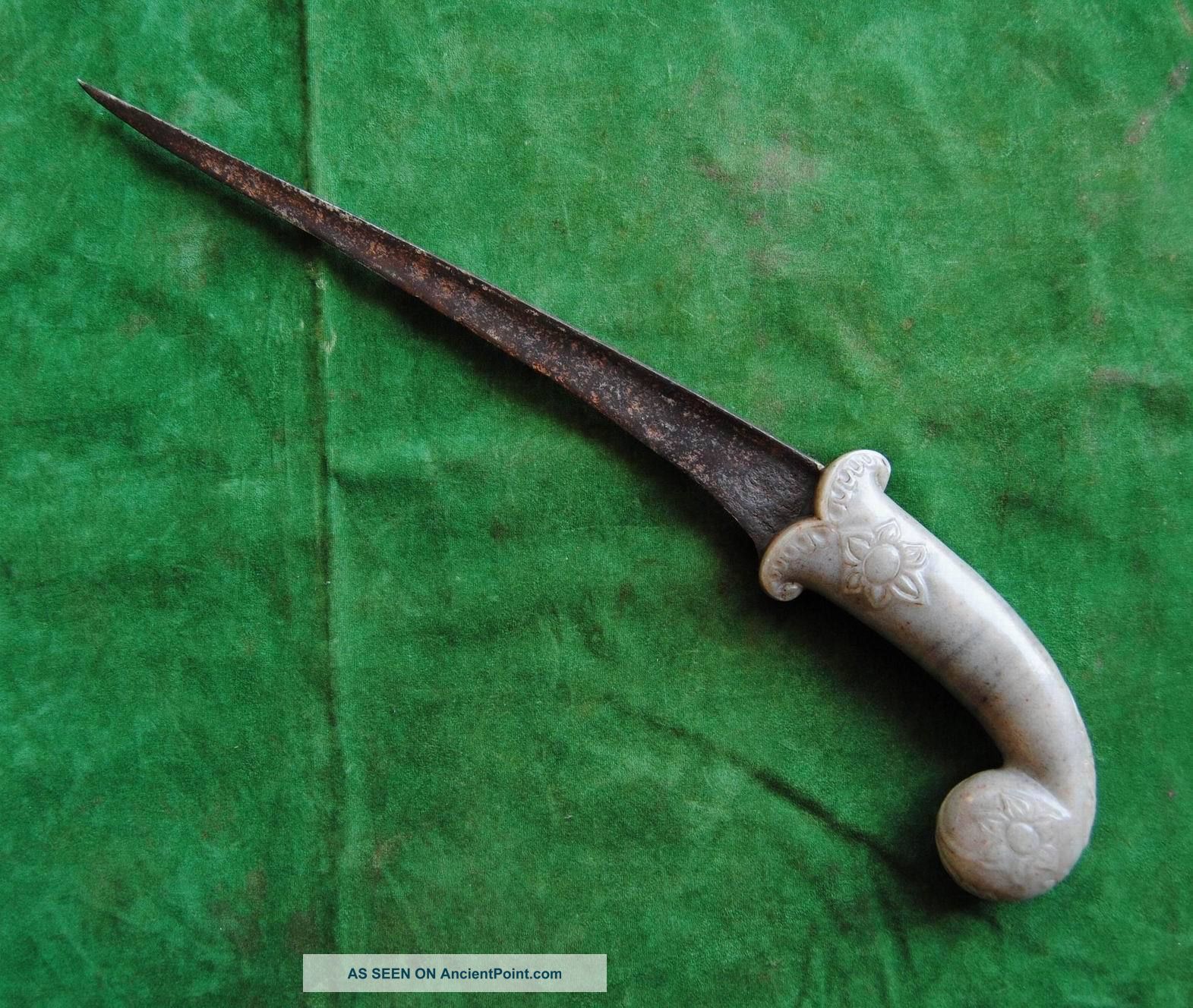 Antique Islamic Mughal Jade Stone Peshkabj Khanjar Indo Persian Dagger Shamshir Islamic photo
