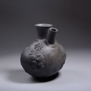 Published Pre Columbian Chimu Pottery Spouted Bottle - 700 Ad photo