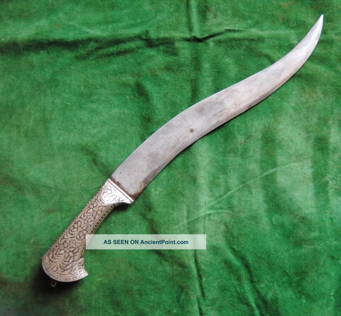 Antique Islamic Mughal Kard Knife Dagger Chevron Khanjar No Shamshir Kulah Khud Islamic photo