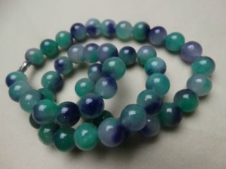 Chinese Multicolor Jade 、jadeite 14mm Size Round Beads Necklace / 53cm Length photo
