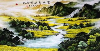 Stunning Famous Chinese Watercolor Painting - Landscape&riverside photo
