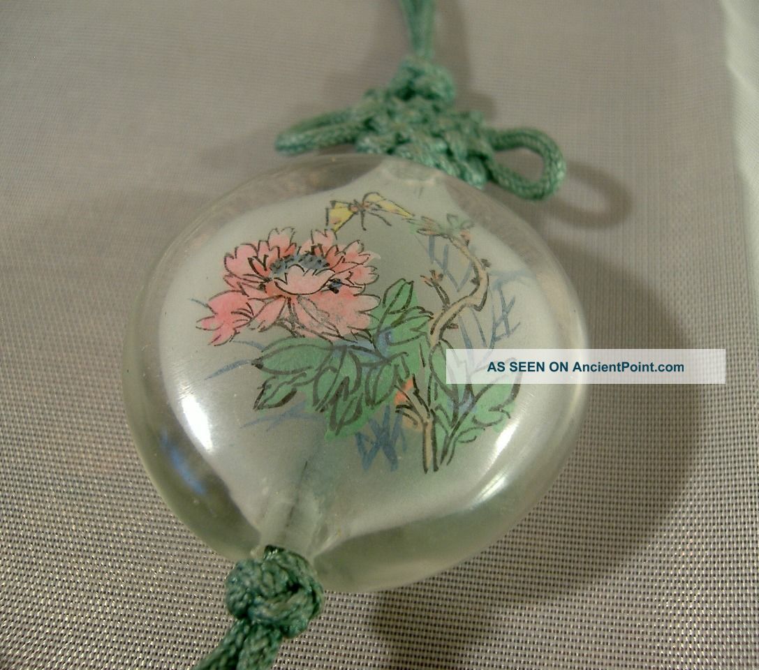 painting Landscape  Chinese Pendant glass antique Glass Inside Floral on Antique Silk   Painting