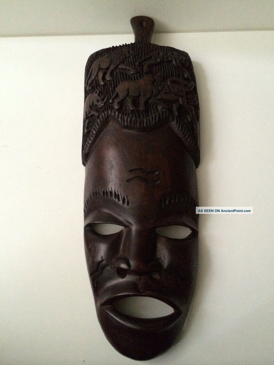 Hand Carved Solid Wood African Mask Ornament Tribal Wall Hanging Other photo