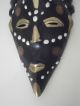 Africa Nigerian Wooden Mask With Kobo Coins,  Bronze And Cowrie Shells New Price Masks photo 4