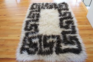 Mid Century Alkiviadis Karamichos (greece) Flokati 100% Virgin Wool Rug Greek Key photo