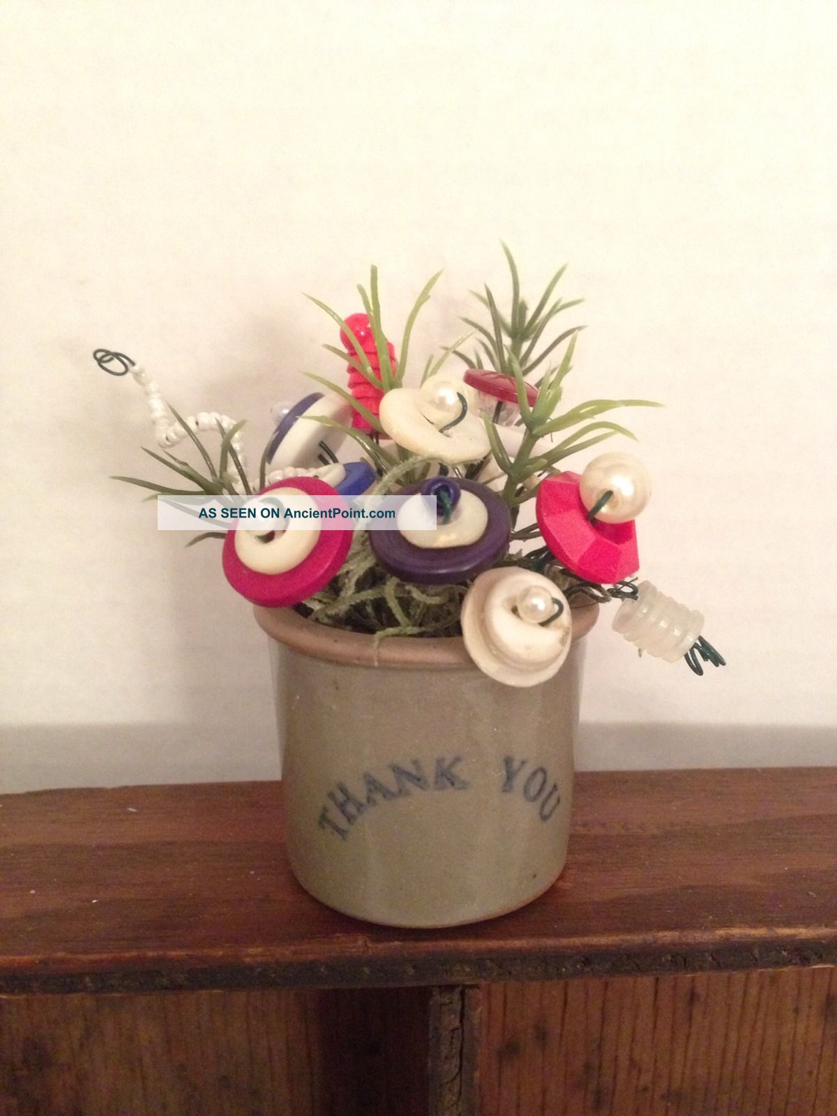Americana - Primitive Button Bokay In Mini Stoneware Crock Red/white/blue Usa Primitives photo