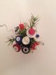 Americana - Primitive Button Bokay In Mini Stoneware Crock Red/white/blue Usa Primitives photo 2