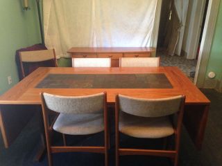 Mid Century Gangso Vintage Danish Teak & Tile Dining Table photo