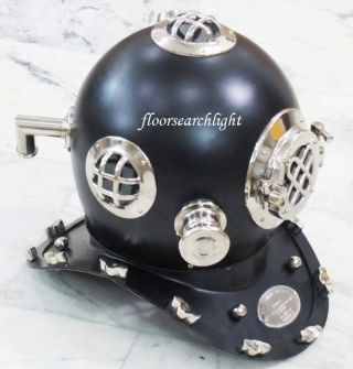 Collectible Nautical Steel Us Navy Divers Diving Helmet Black Powder Coated photo