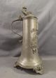 19thc Antique Pewter Sea Captain Stein Winged Angel Bust Dolphin English Tankard Metalware photo 2