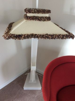 Vintage Moss Lucite 1954 Floor Lamps With Shades Pair photo